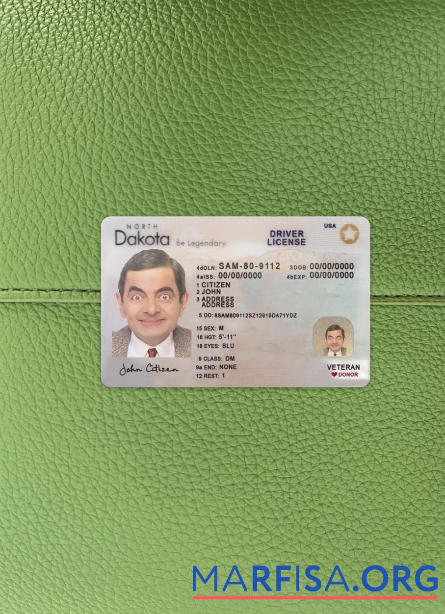 Blank USA North Dakota driving license 2023 present photolook example